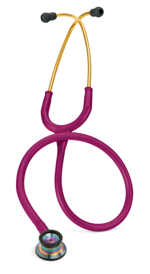 3M Littmann Classic II Infant stethoscope, rainbow finish chestpiece, sunshine yellow eartubes, raspberry tube