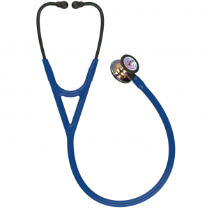 3M Littmann cardiology IV diagnostic stethoscope, high polish rainbow, navy blue, black stem, black headset